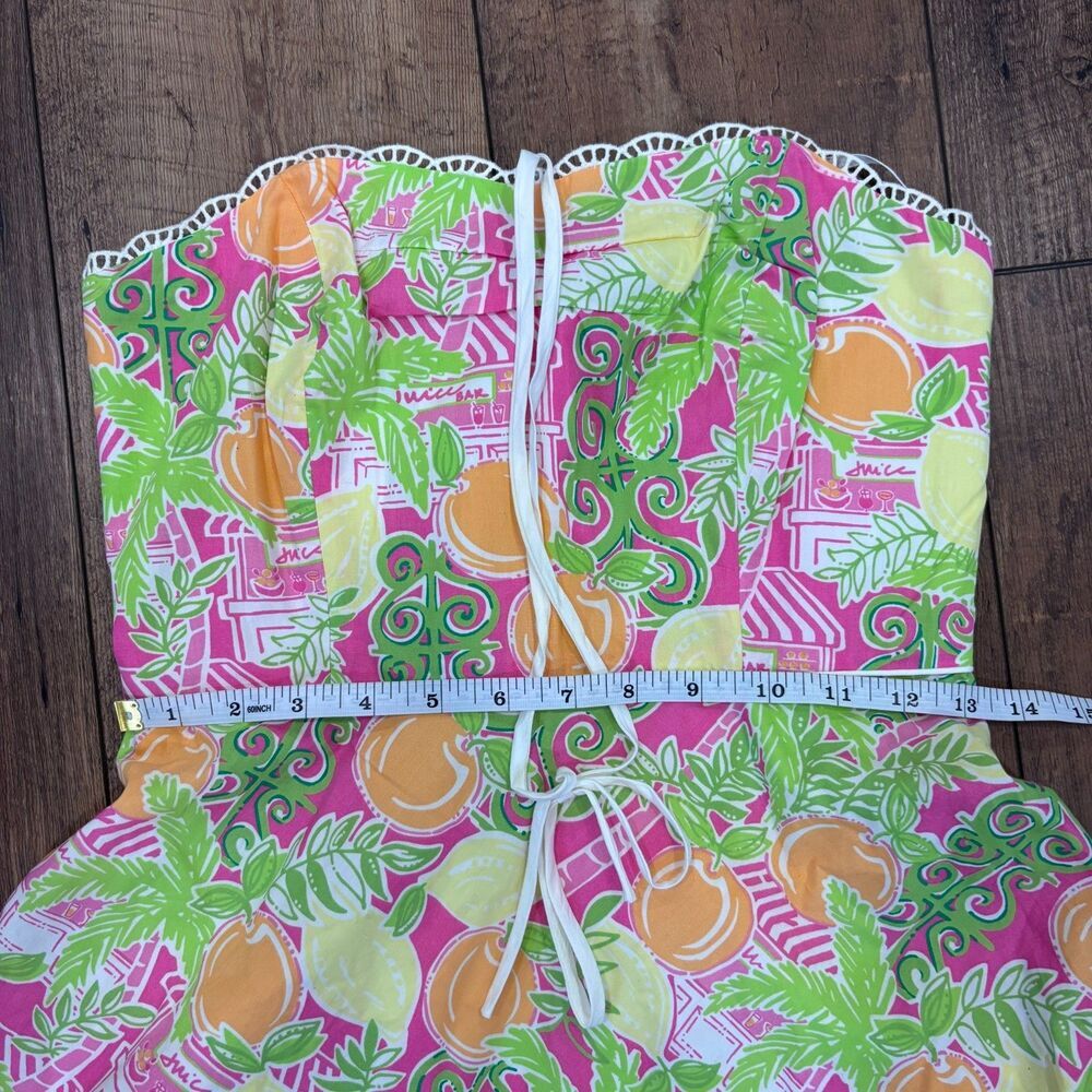 VTG Lilly Pulitzer Dress 2 Cotton Floral Lemons Strapless Zip A-Line Barbie - Picture 7 of 8